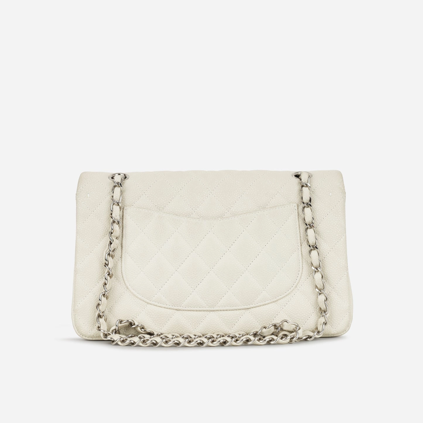 Chanel - Medium Classic Flap - Off-White Matte Quilted Caviar SHW - 2013 - Pre-Loved