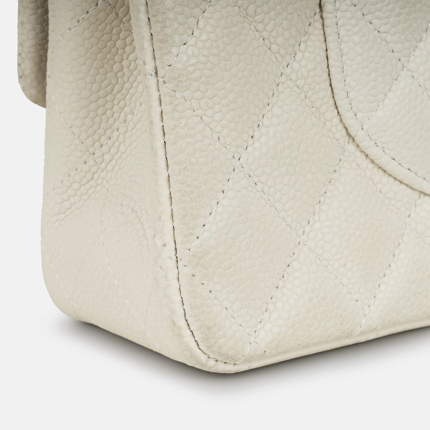 Chanel - Medium Classic Flap - Off-White Matte Quilted Caviar SHW - 2013 - Pre-Loved