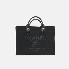 Chanel - Medium Deaville - Black Mixed Fabrics CGHW - Pre-Loved
