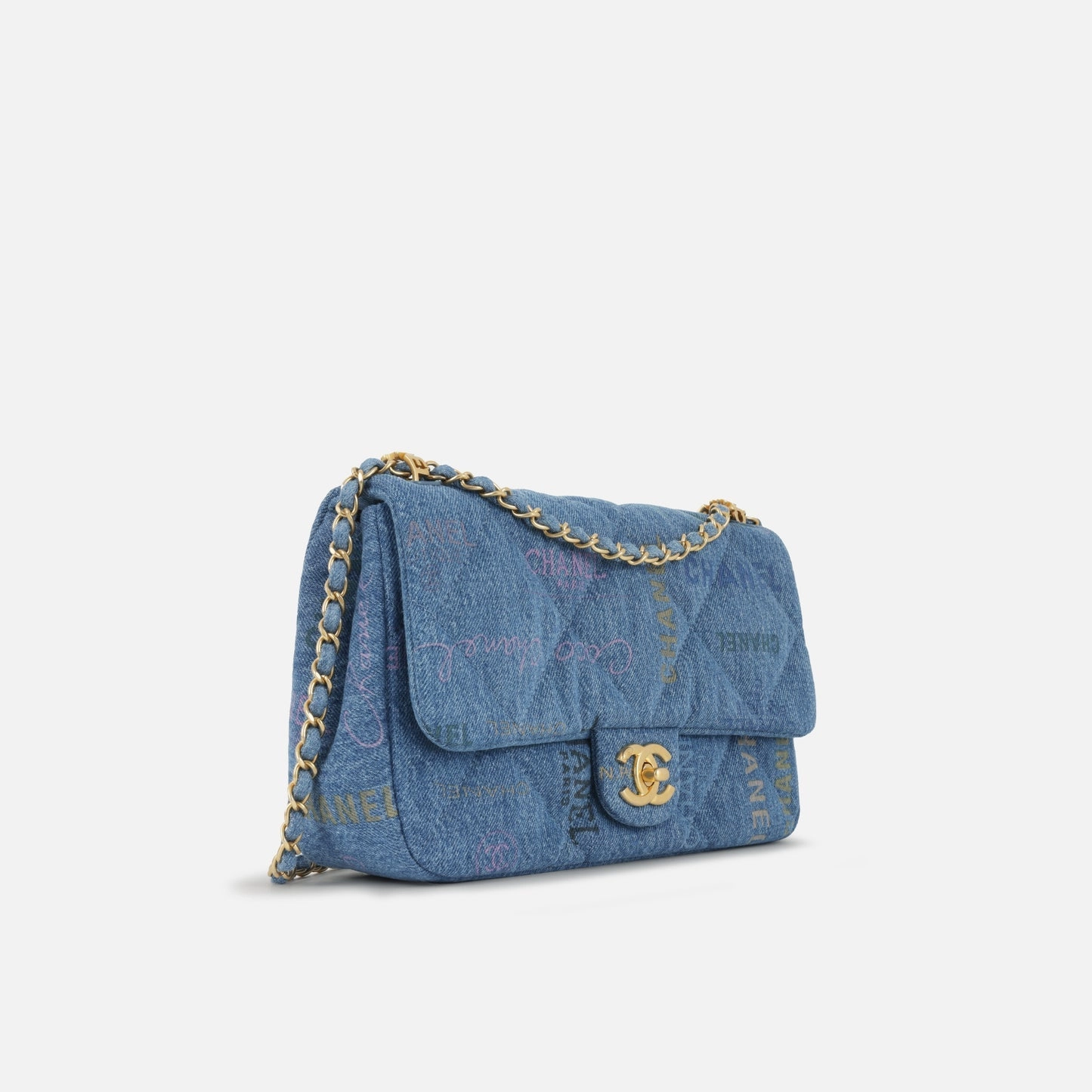 Chanel - Medium Denim Mood Flap - Blue Denim with Logo Print - AGHW - Pristine
