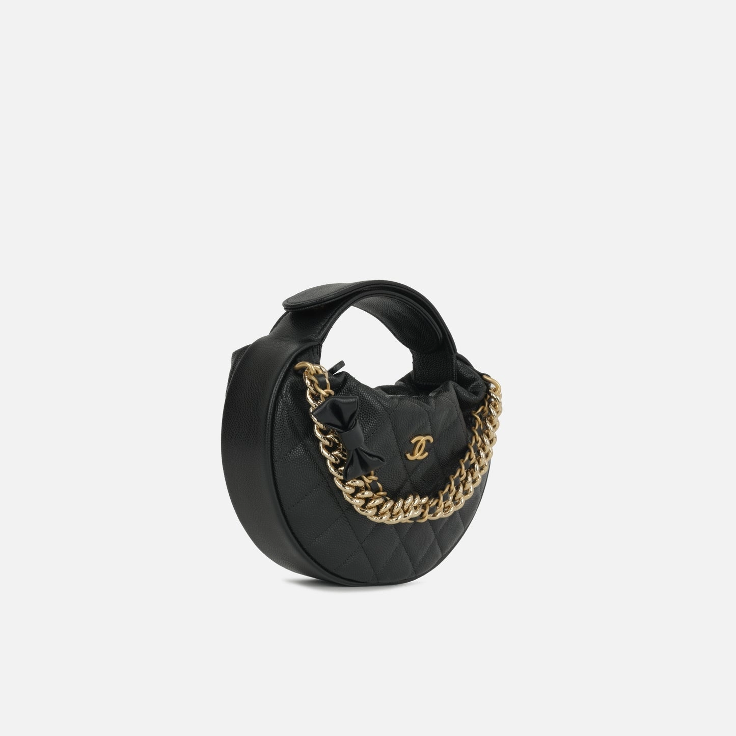 Chanel - Mini Bow Hobo Pouch - Black Caviar GHW - Pre-Loved