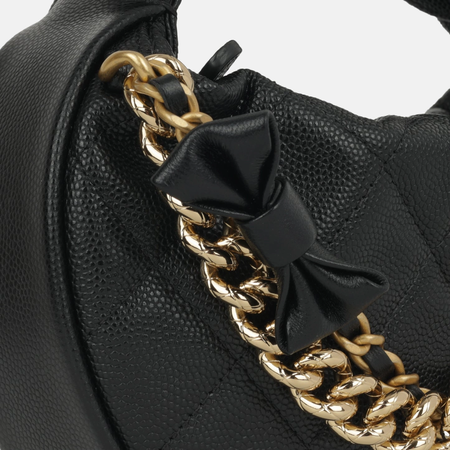 Chanel - Mini Bow Hobo Pouch - Black Caviar GHW - Pre-Loved