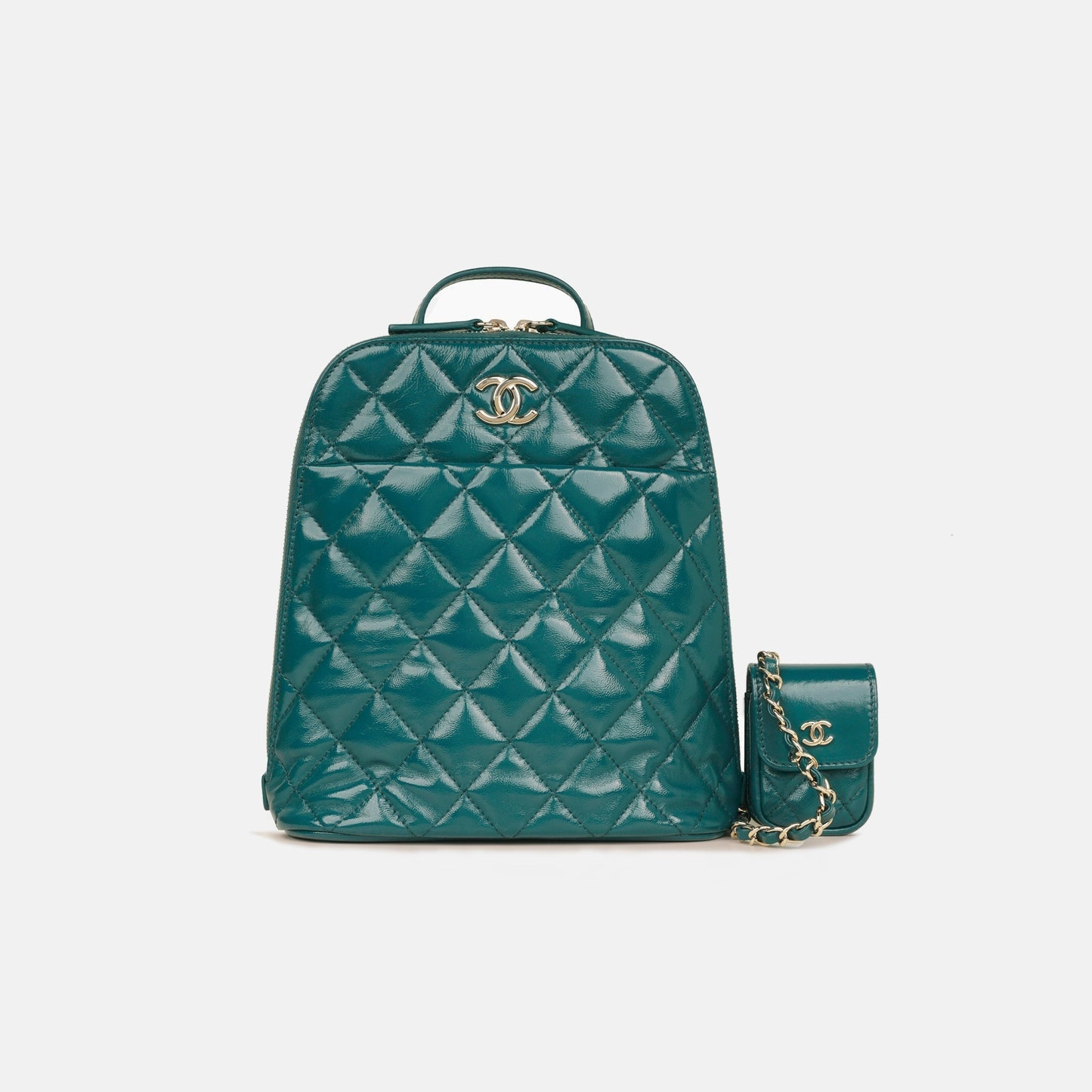 Chanel - My Pocket Backpack - Teal Glazed Calfskin CGHW - 2022 - Pre-Loved