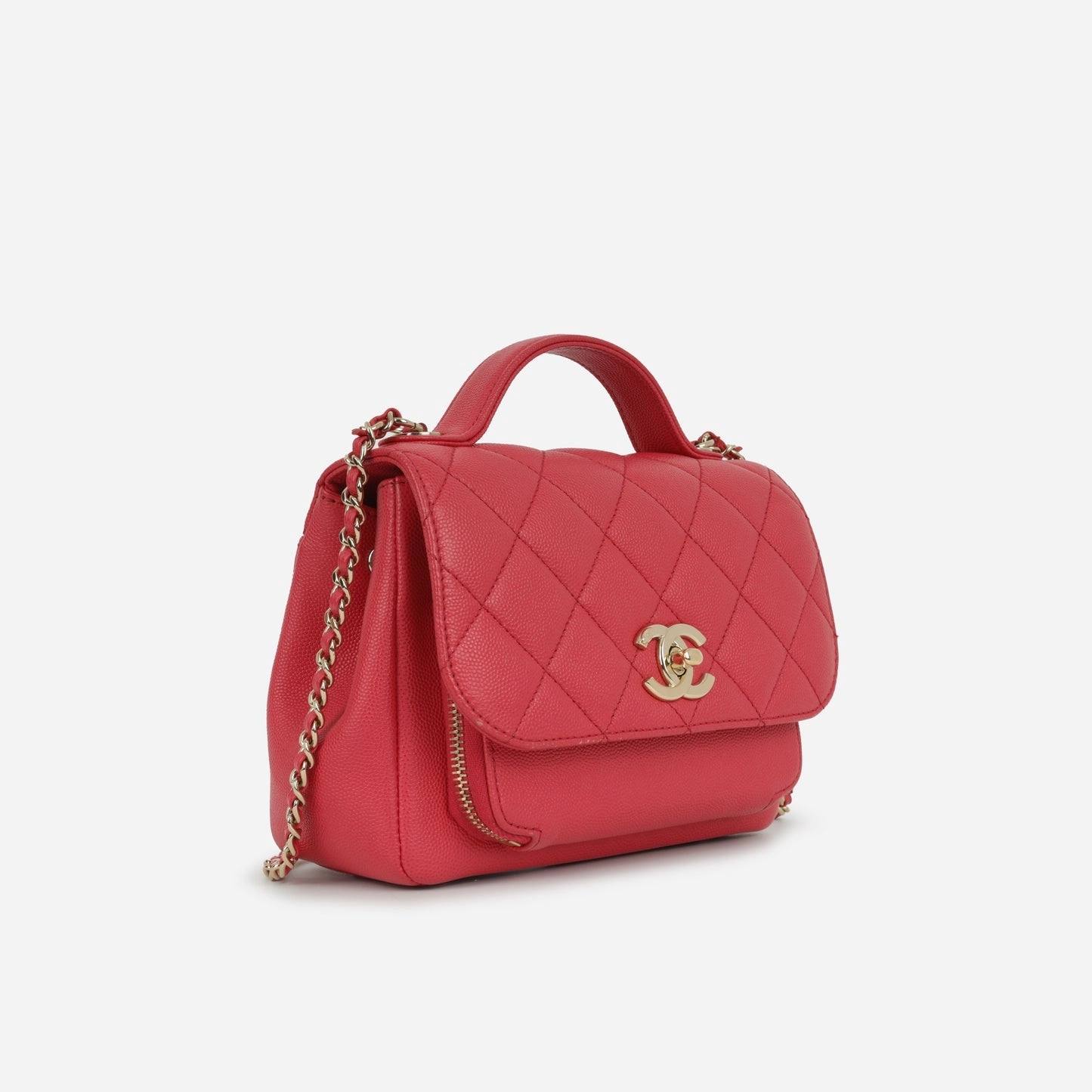 Chanel - Small Business Affinity Flap Bag - Raspberry Quilted Caviar Leather CGHW - Pre-Loved - 2018