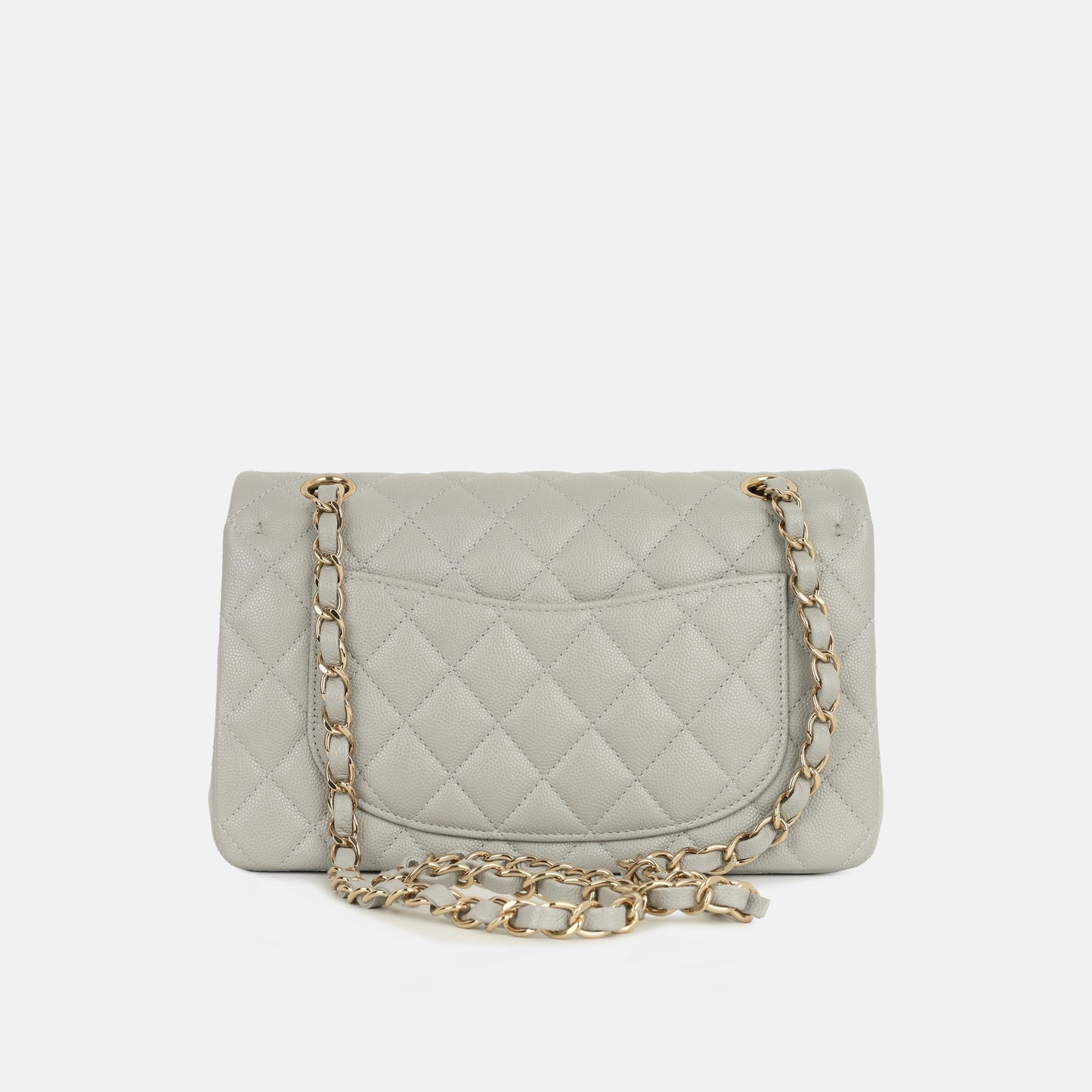 Chanel - Small Classic Flap - Grey Caviar CGHW - Plaque Series - 2021 - Pre-Loved