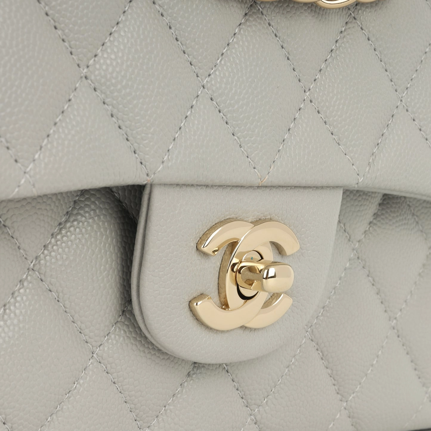 Chanel - Small Classic Flap - Grey Caviar CGHW - Plaque Series - 2021 - Pre-Loved
