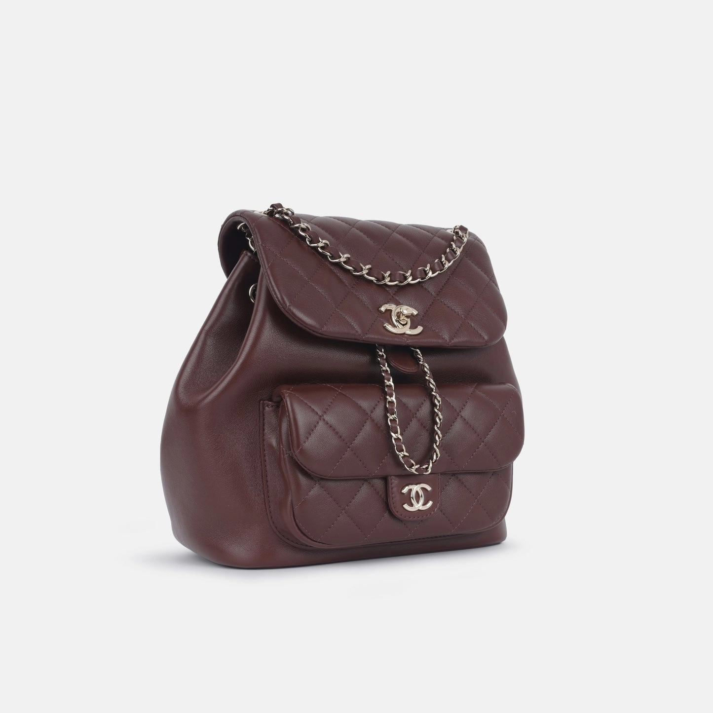 Chanel - Small Duma Backpack - Maroon Calfskin CGHW - Pre-Loved