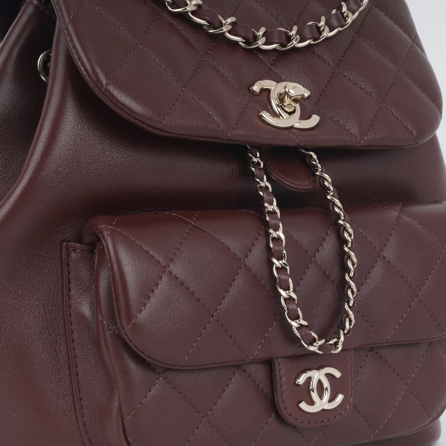 Chanel - Small Duma Backpack - Maroon Calfskin CGHW - Pre-Loved