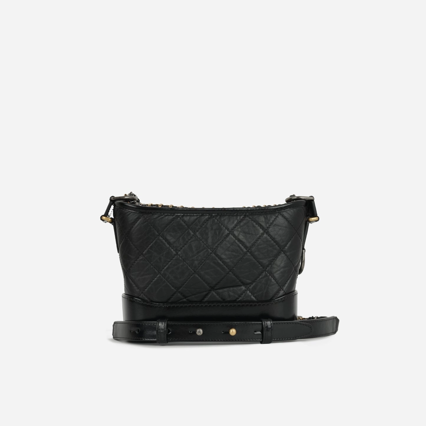 Chanel - Small Gabrielle Bag - Black Aged Calfskin MHW - Pre-Loved - Plaque Series