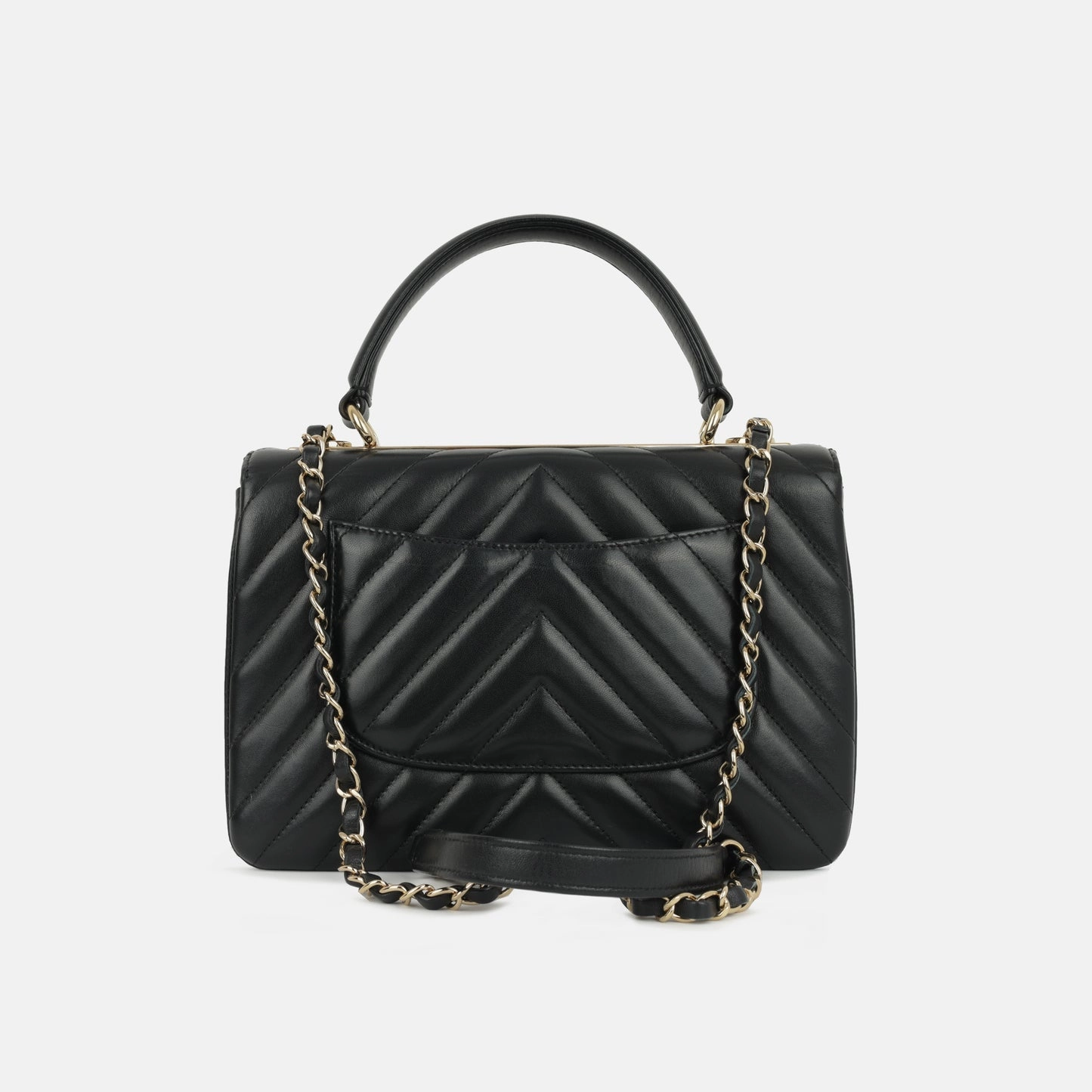 Chanel - Trendy CC Flap Bag Small - Black Chevron Lambskin CGHW - 2018 - Pre-Loved