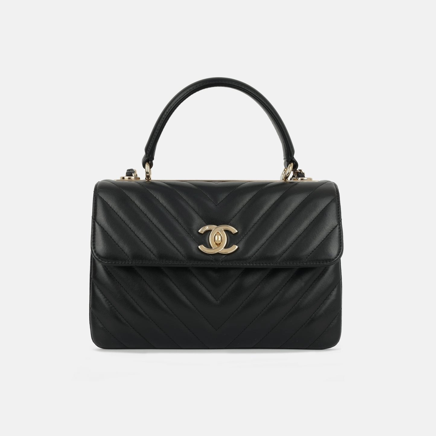 Chanel - Trendy CC Flap Bag Small - Black Chevron Lambskin CGHW - 2018 - Pre-Loved