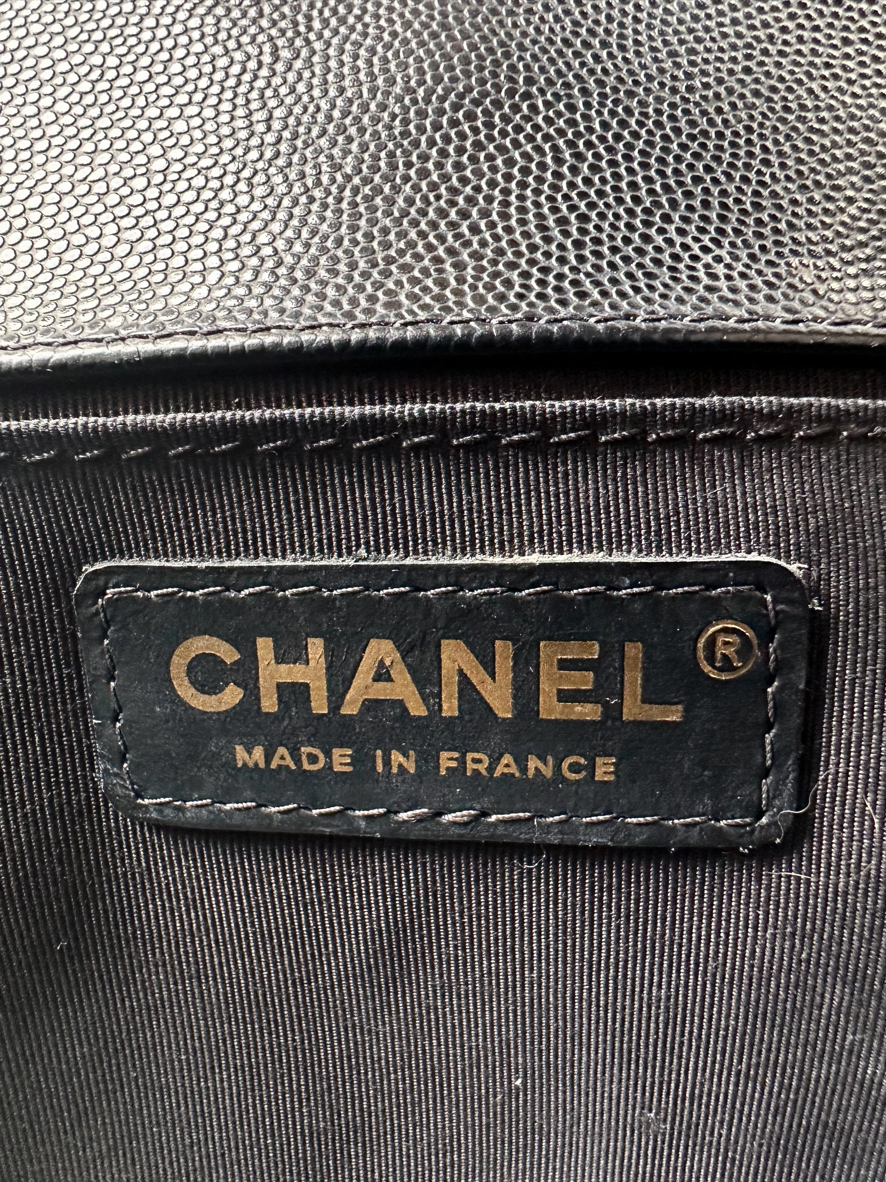 Chanel Black & Gold Calfskin Quilted Medium Boy Bag