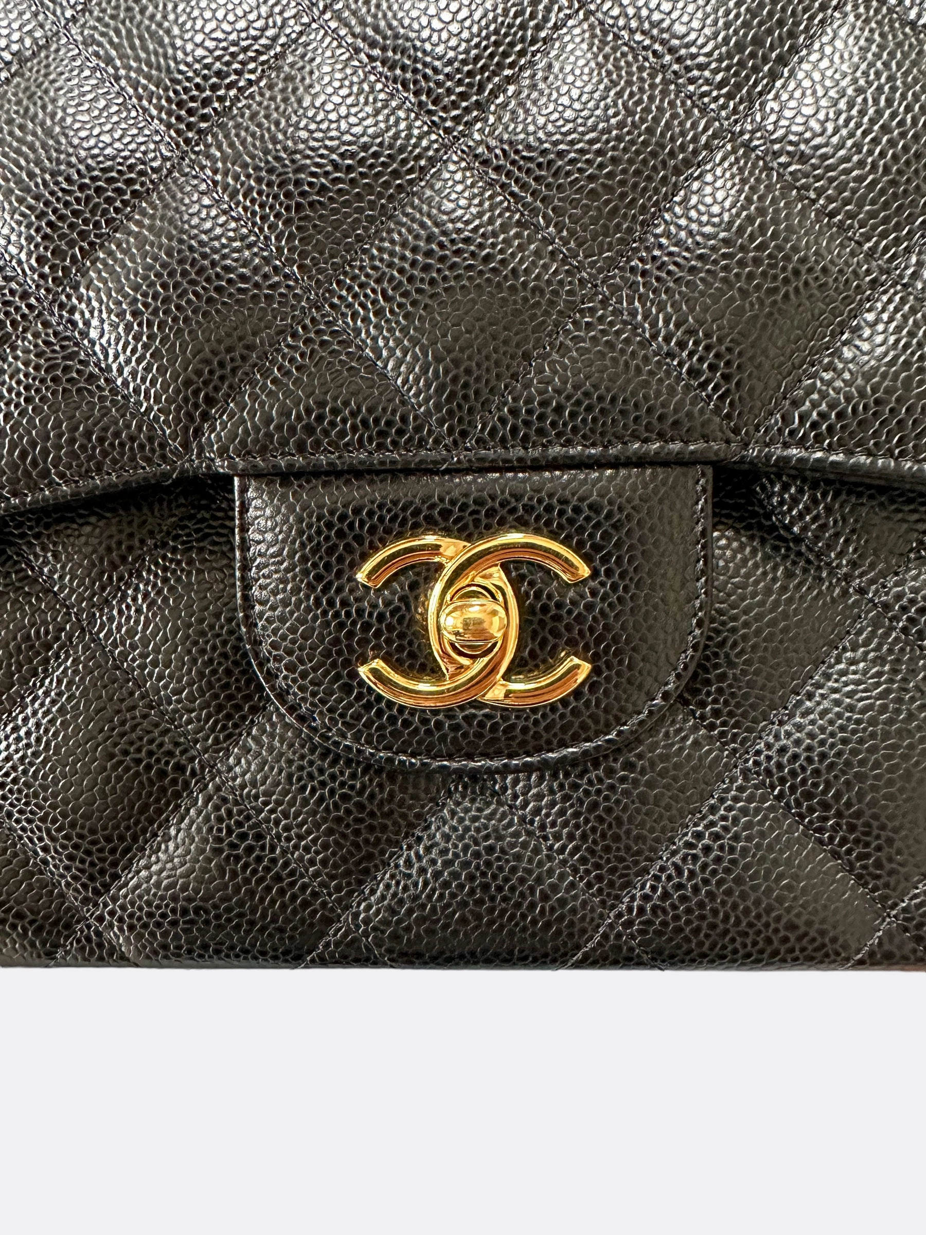 Chanel Black Caviar Jumbo Double Flap Bag