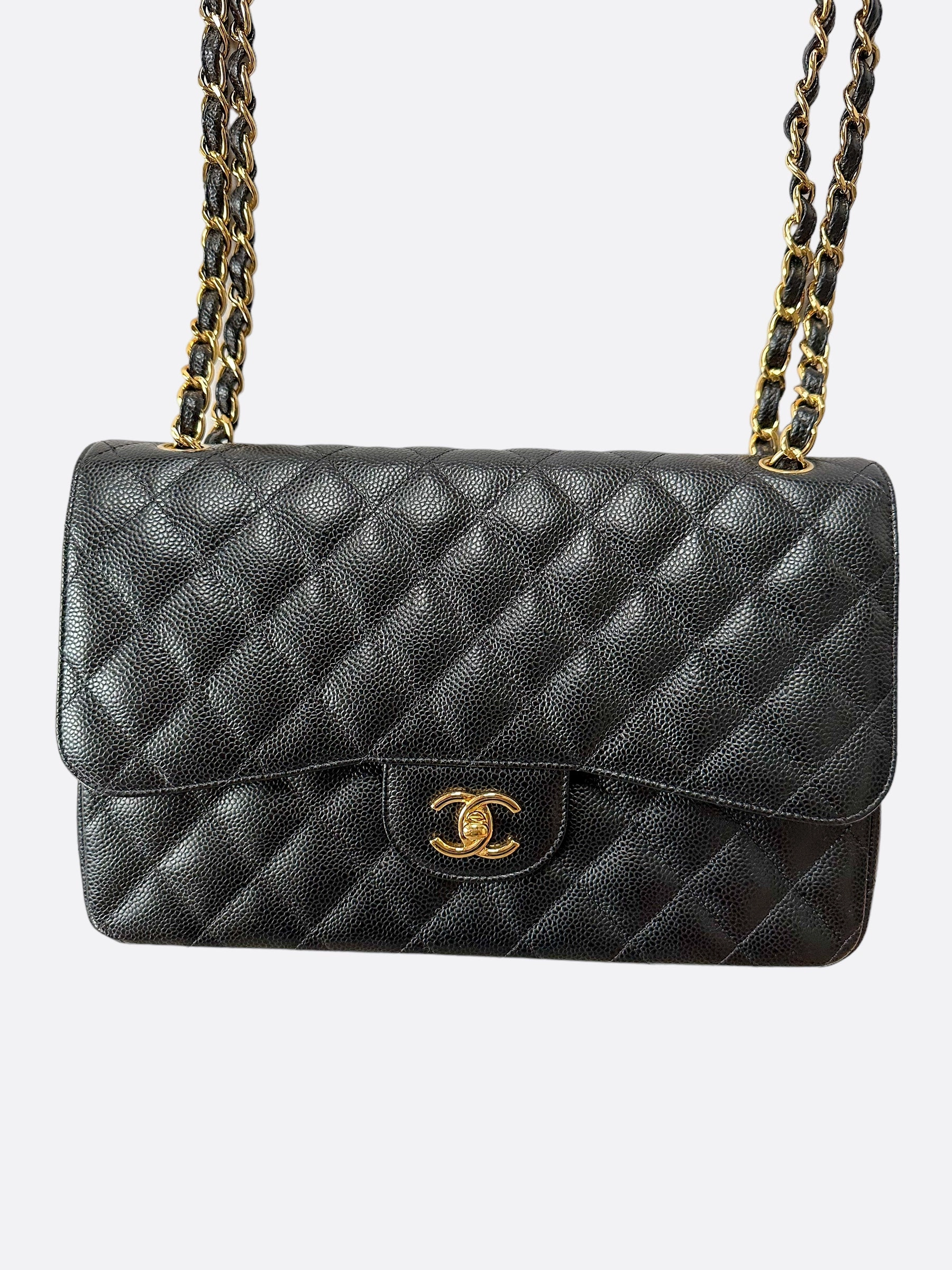 Chanel Black Caviar Jumbo Double Flap Bag