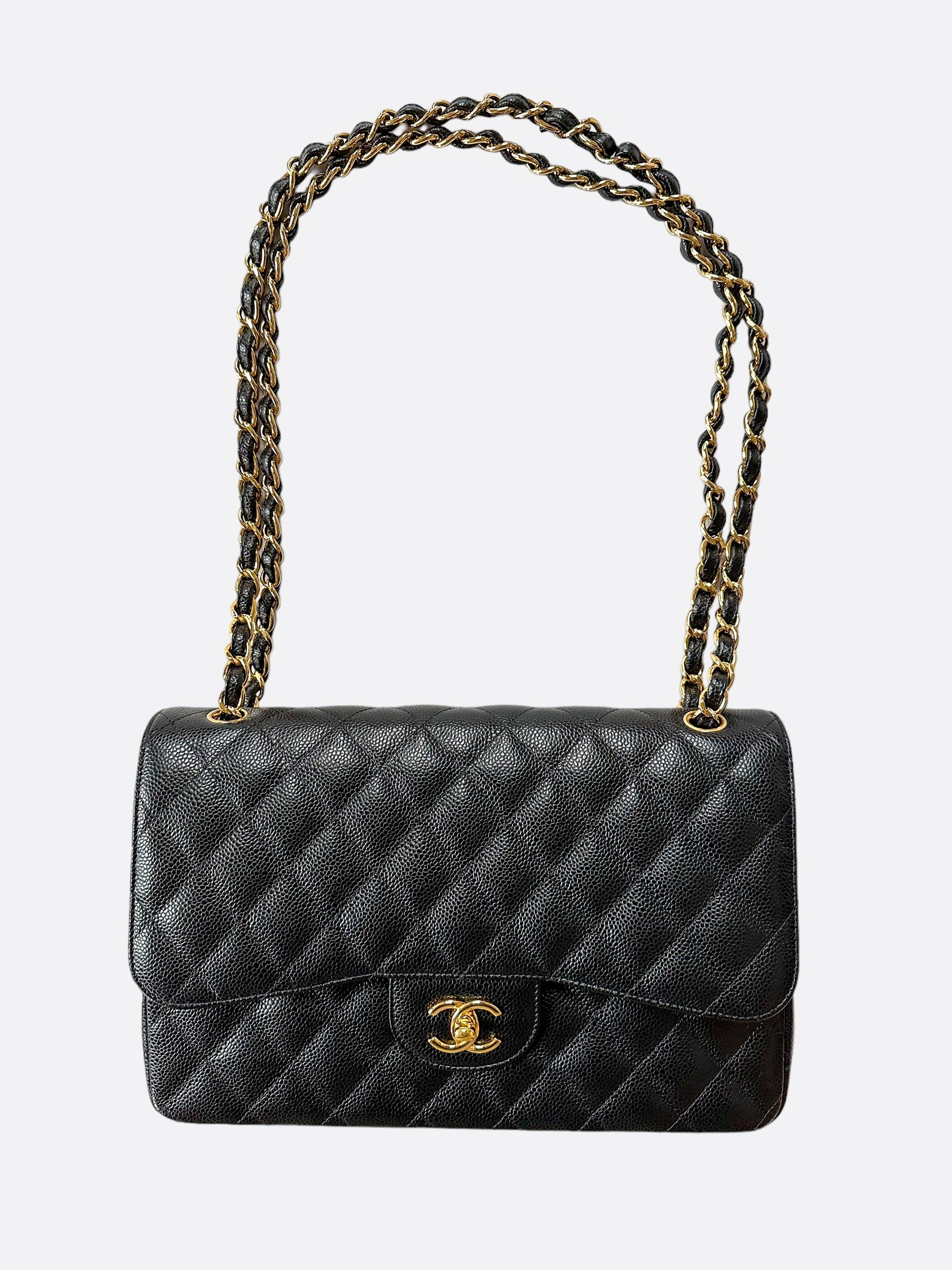 Chanel Black Caviar Jumbo Double Flap Bag