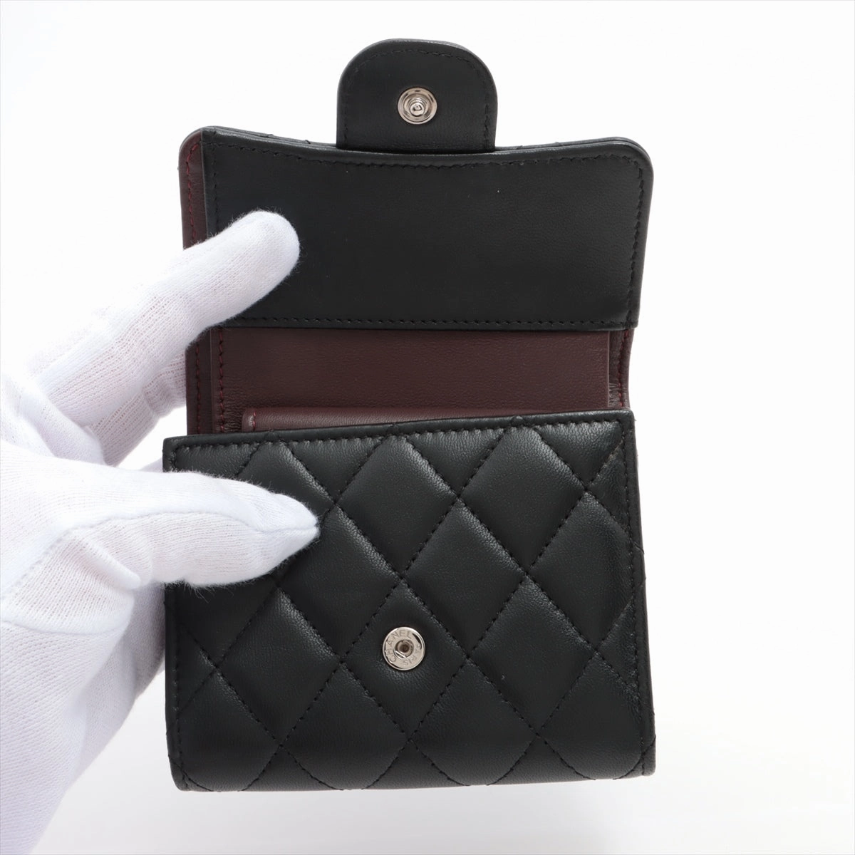 Chanel Black Lambskin Compact Wallet - Series 22