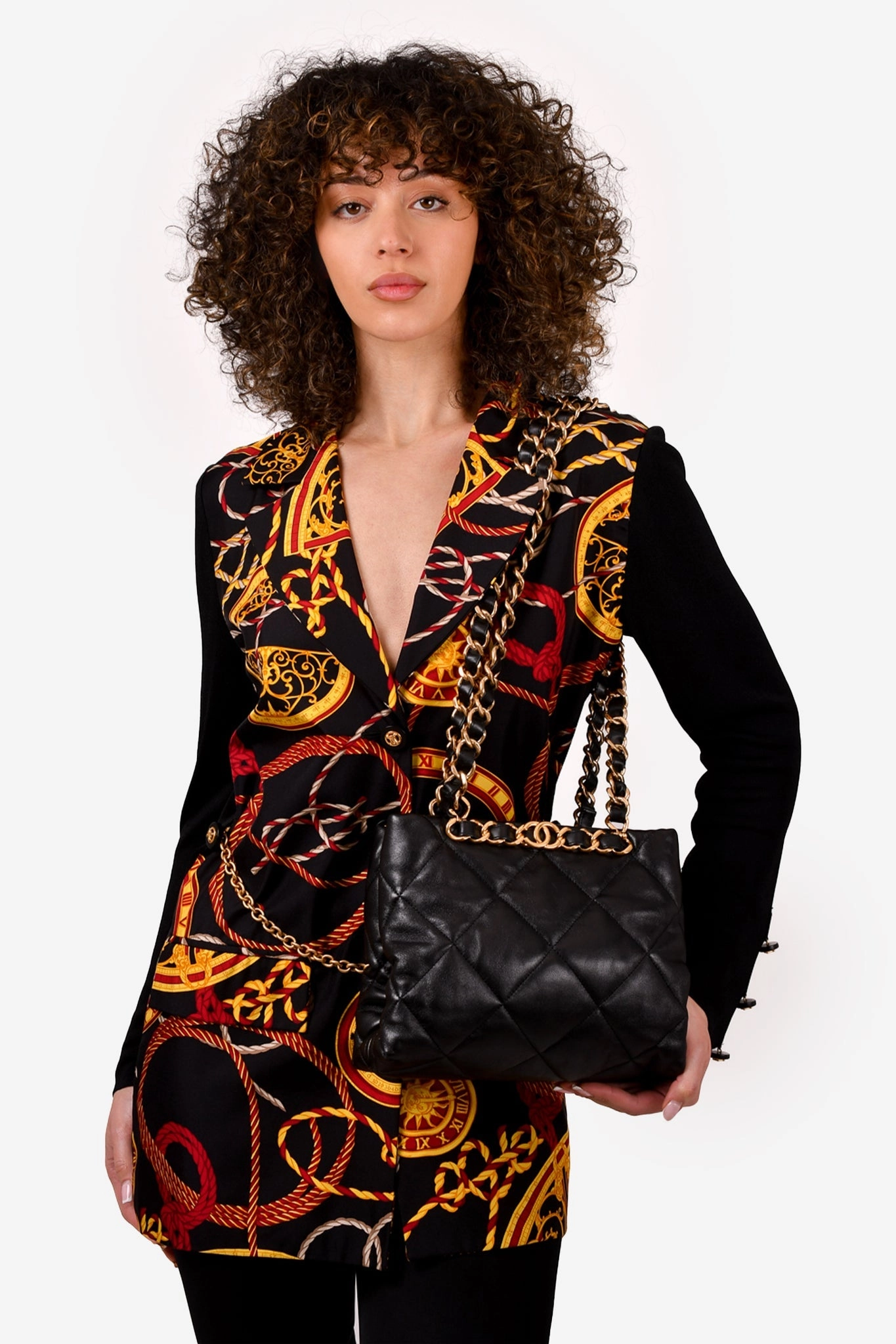 Chanel Black Lambskin Quilted Small Shopping Shoulder Bag