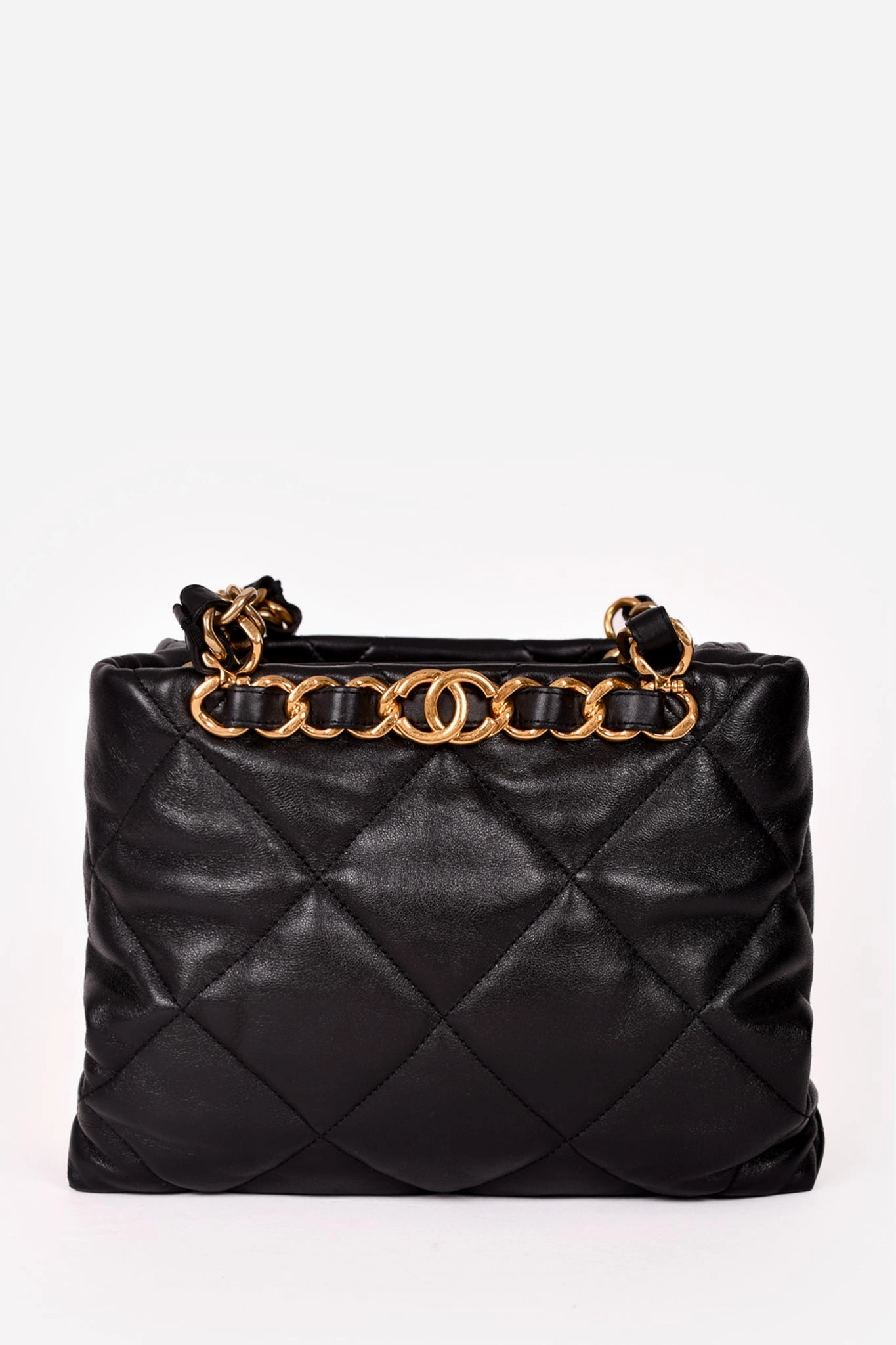 Chanel Black Lambskin Quilted Small Shopping Shoulder Bag