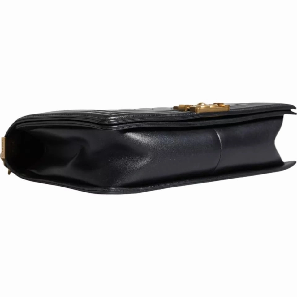 Chanel Black Large Lambskin Double Chain Gold Leather Shoulder Women's Bag