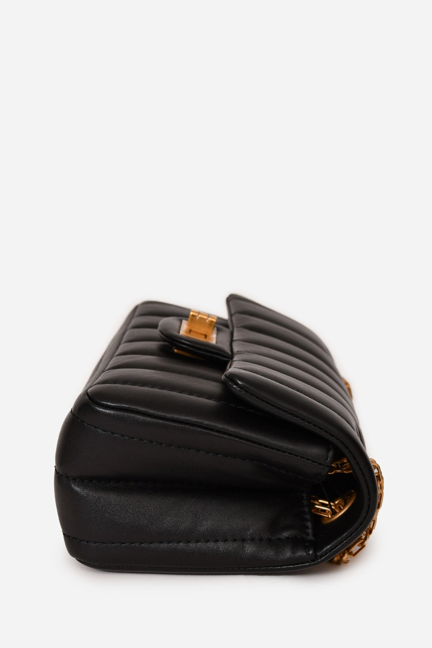 Chanel Black Leather Vertical Quilted 2.55 Mini Flap