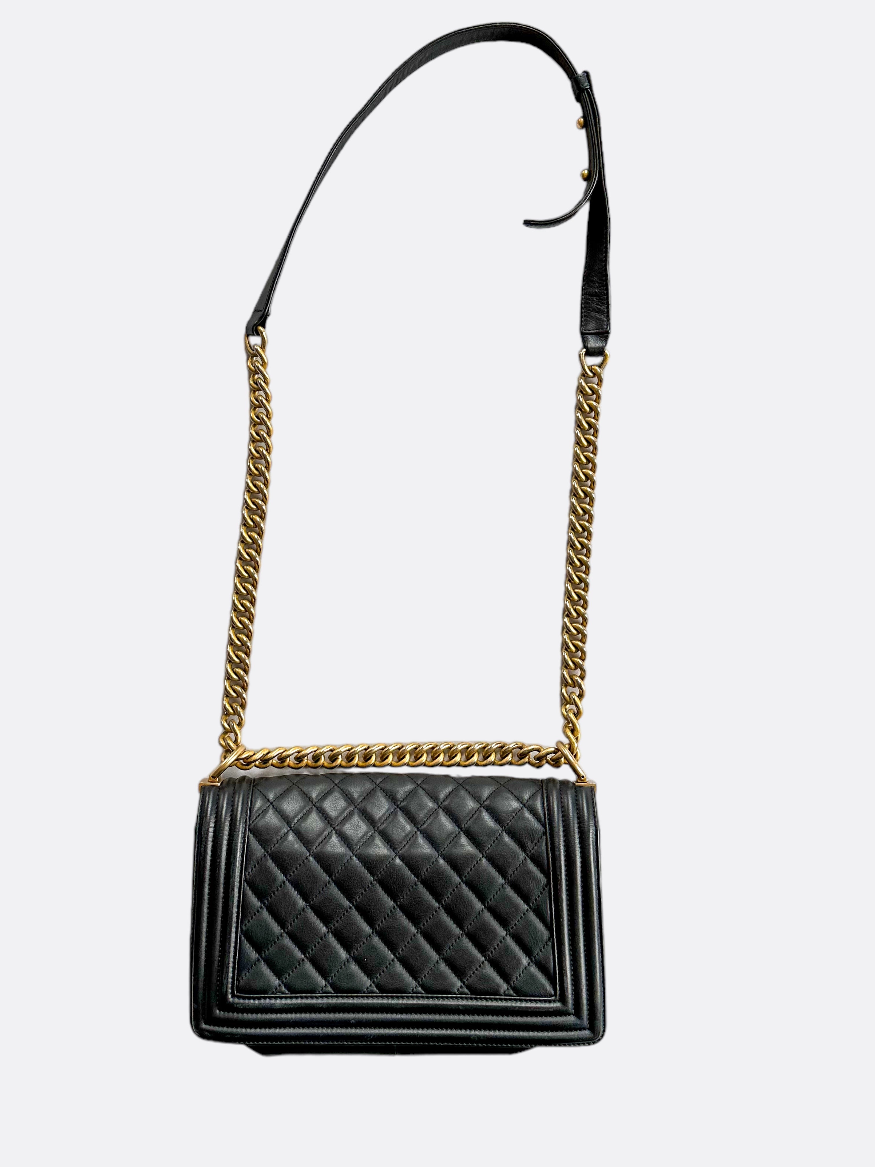 Chanel Black Quilted Calfskin Medium Boy Bag