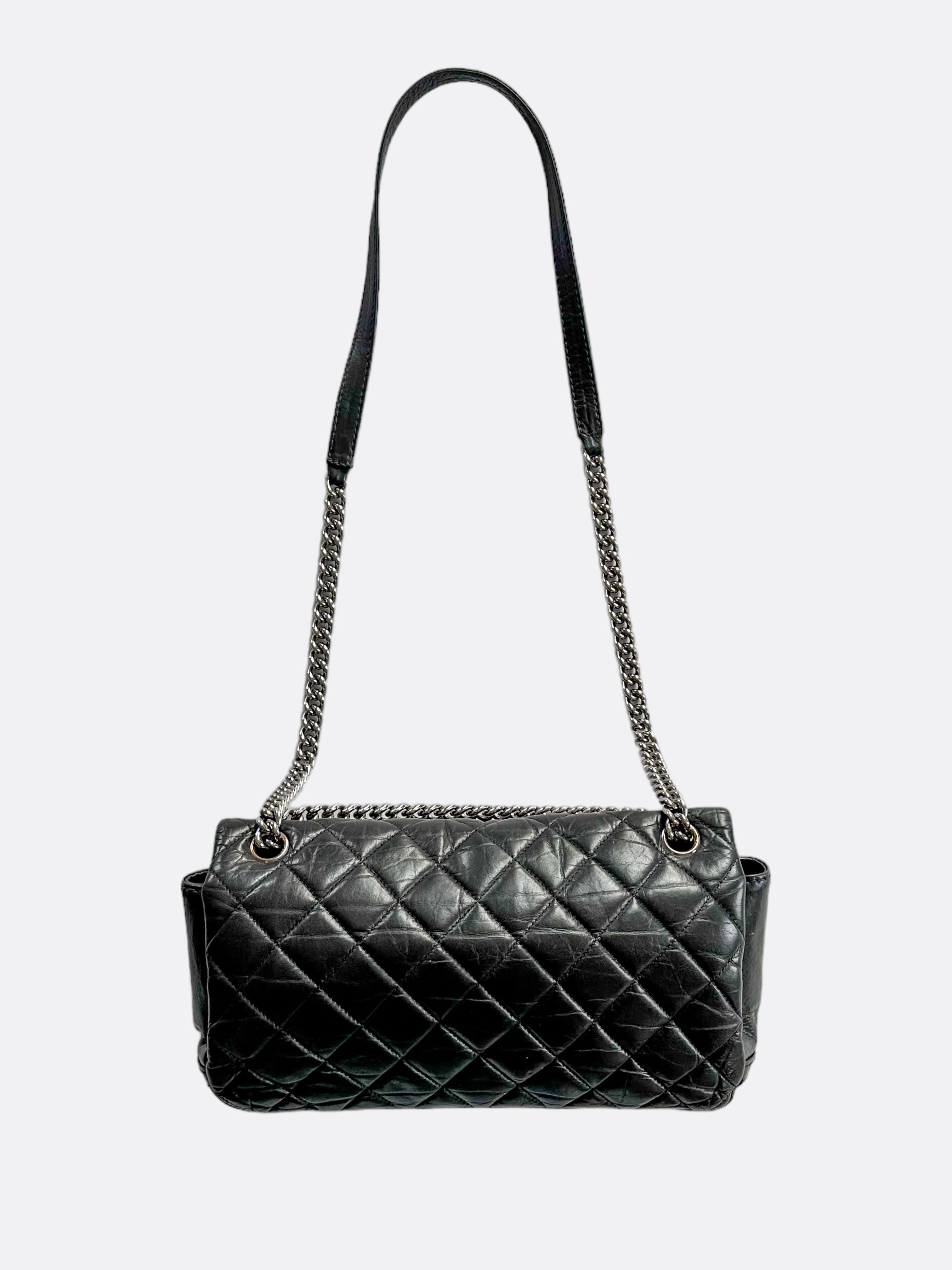 Chanel Black Quilted Lambskin Compartment Flap Bag