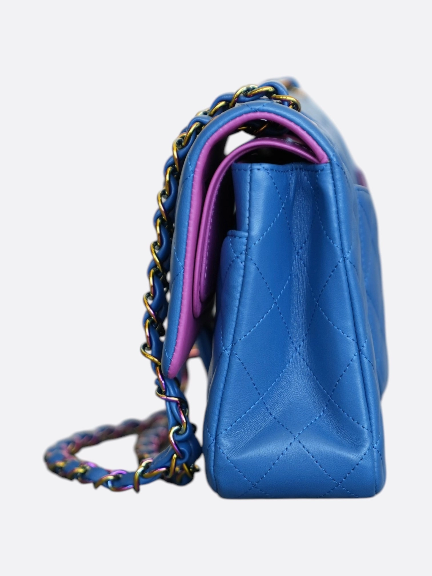 Chanel Blue Lambskin Quilted Classic Medium Flap