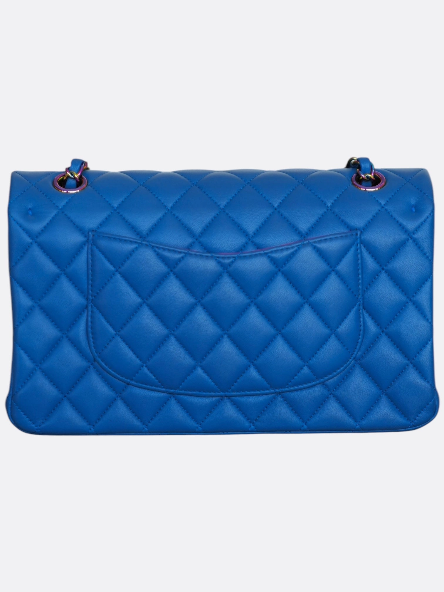 Chanel Blue Lambskin Quilted Classic Medium Flap