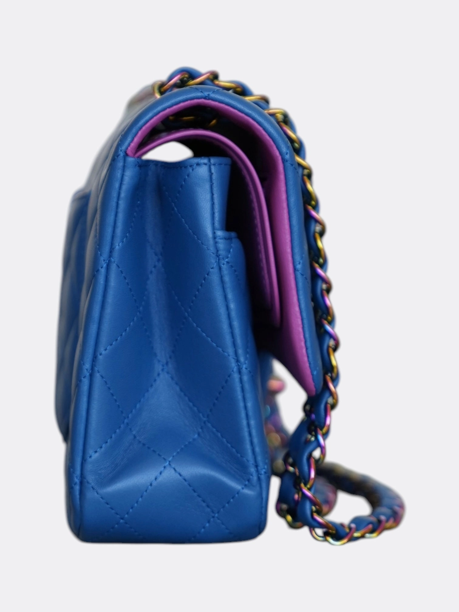 Chanel Blue Lambskin Quilted Classic Medium Flap