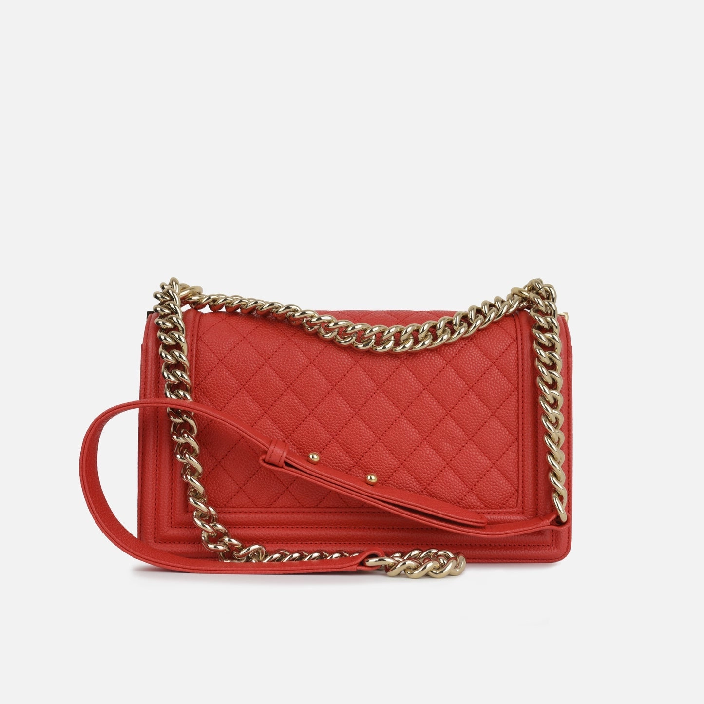 Chanel Boy Chanel Old Medium Red Caviar CGHW