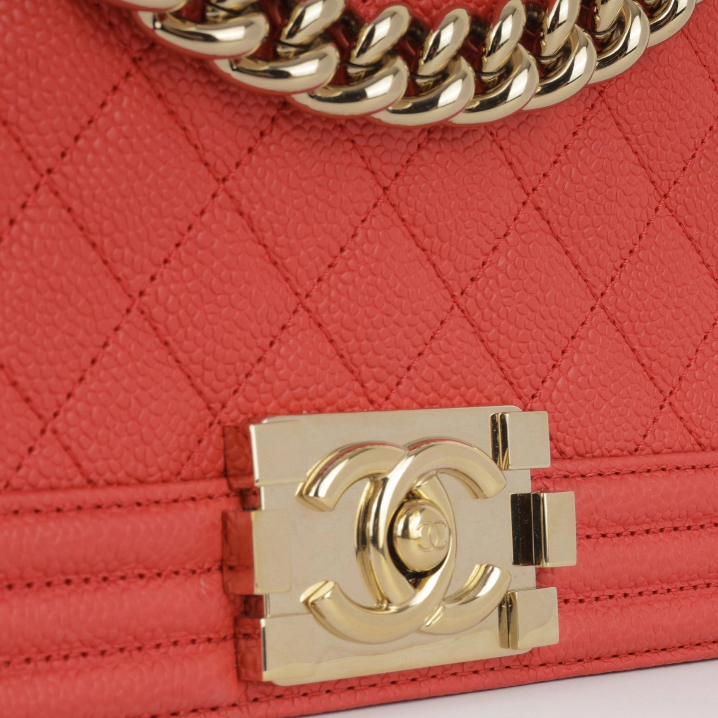 Chanel Boy Chanel Old Medium Red Caviar CGHW