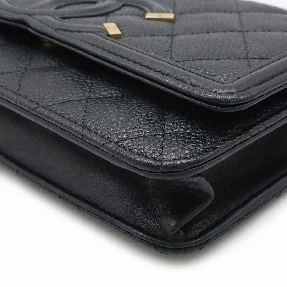 Chanel Caviar CC Filigree Chain Wallet Bag