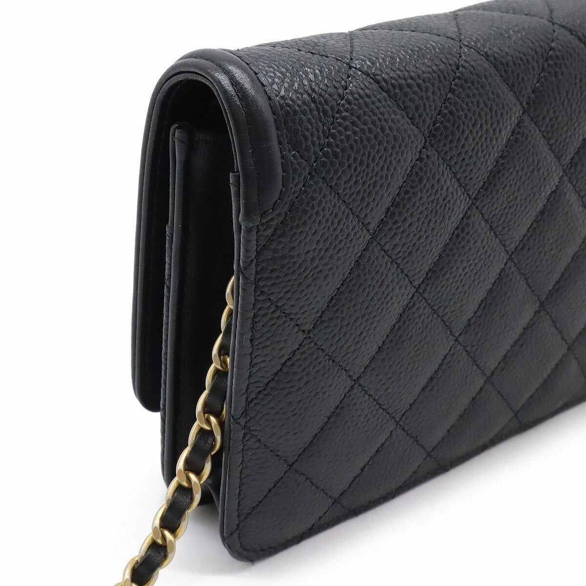 Chanel Caviar CC Filigree Chain Wallet Bag