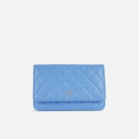 Chanel Chanel - Classic Wallet On Chain - Sky Blue Caviar SHW - Pre-Loved