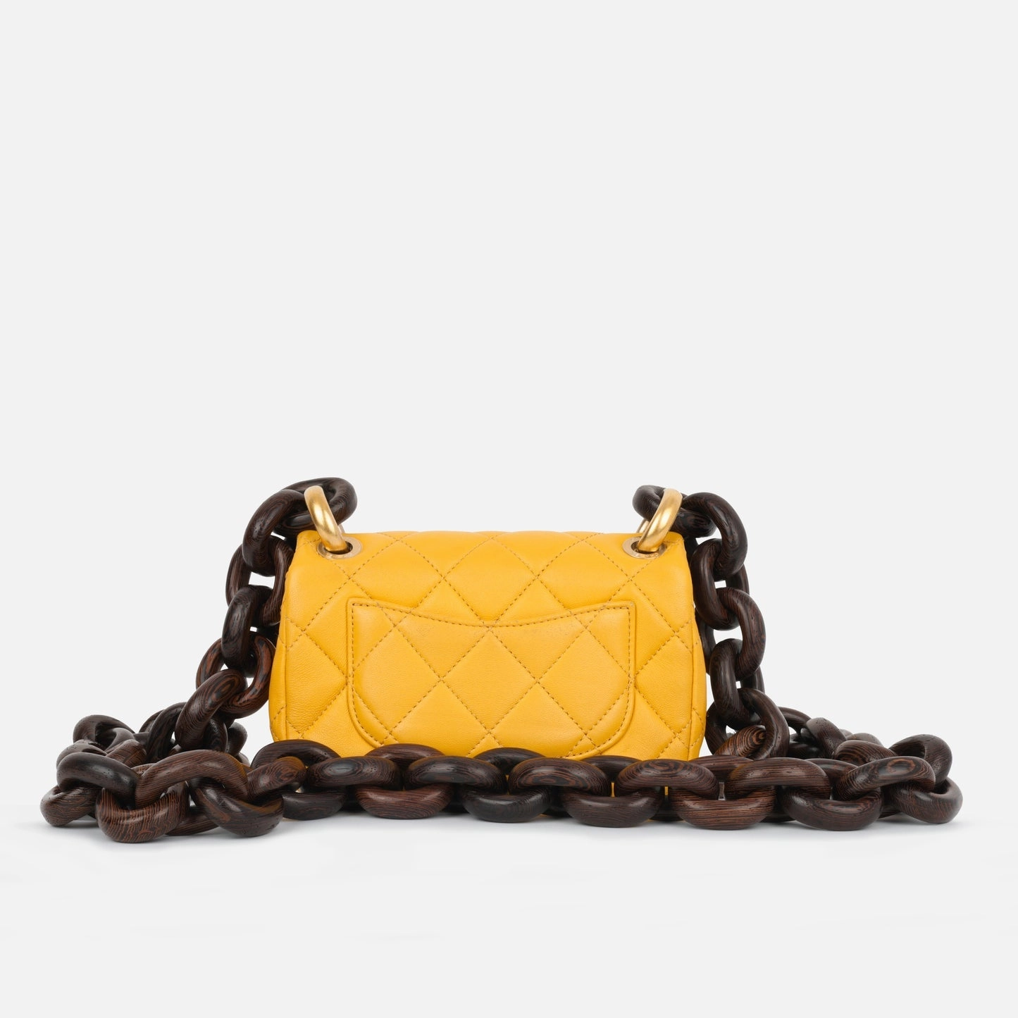 Chanel Chanel - Mini Square Wenge Wood - Yellow Lambskin AGHW - Pre-Loved
