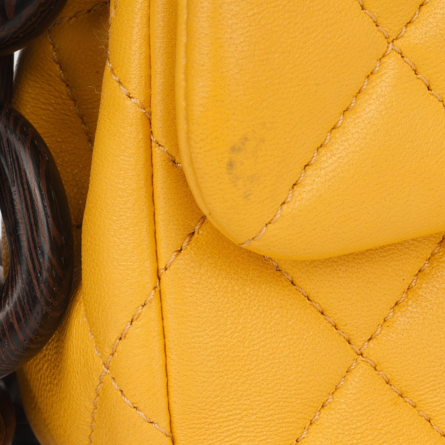 Chanel Chanel - Mini Square Wenge Wood - Yellow Lambskin AGHW - Pre-Loved