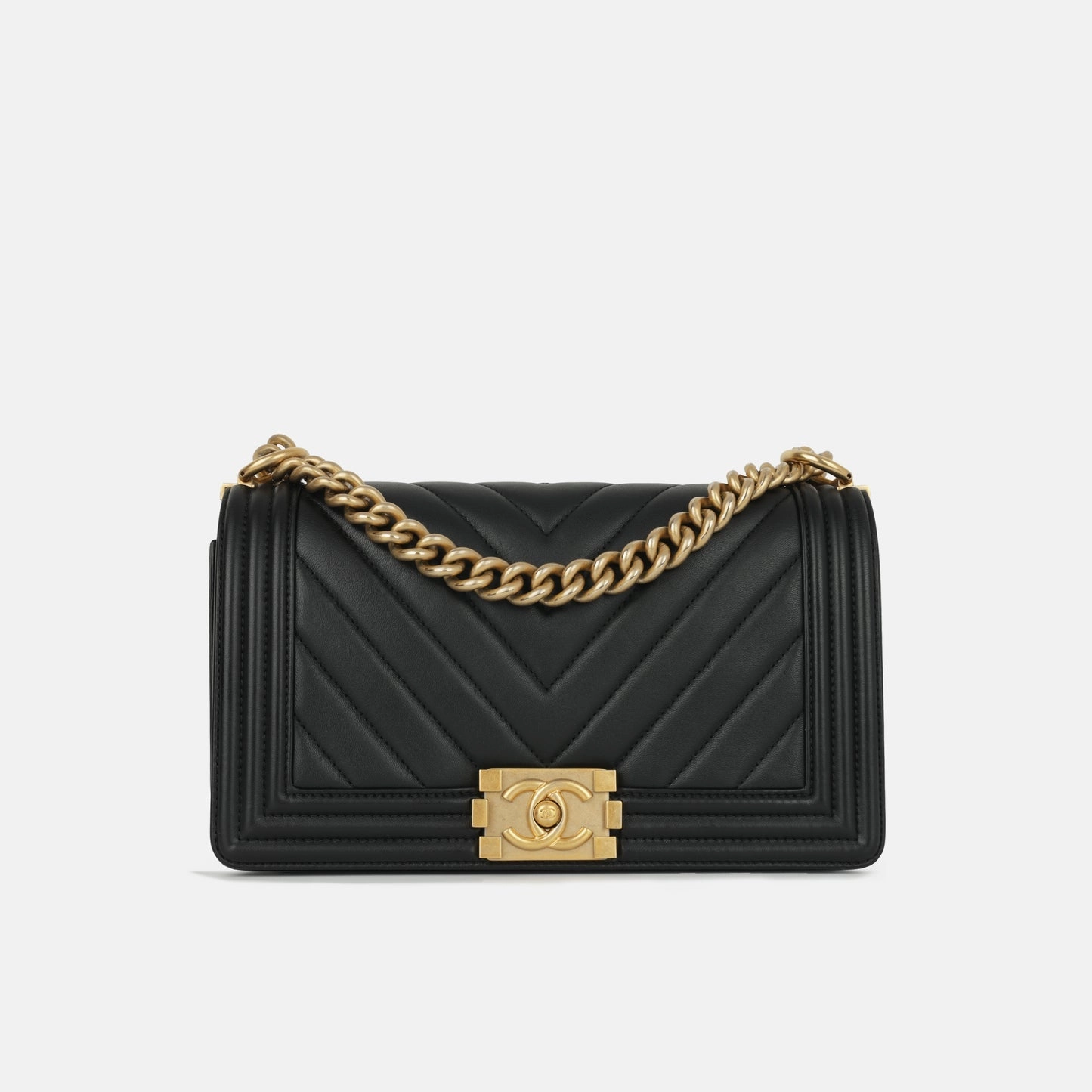 Chanel Chanel - Old Medium - Black Chevron Smooth Calfskin AGHW - 2017 - Pre-Loved