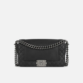 Chanel Chanel - Old Medium Boy Bag Reverso - Black Lambskin RHW - 2014- Pre-Loved