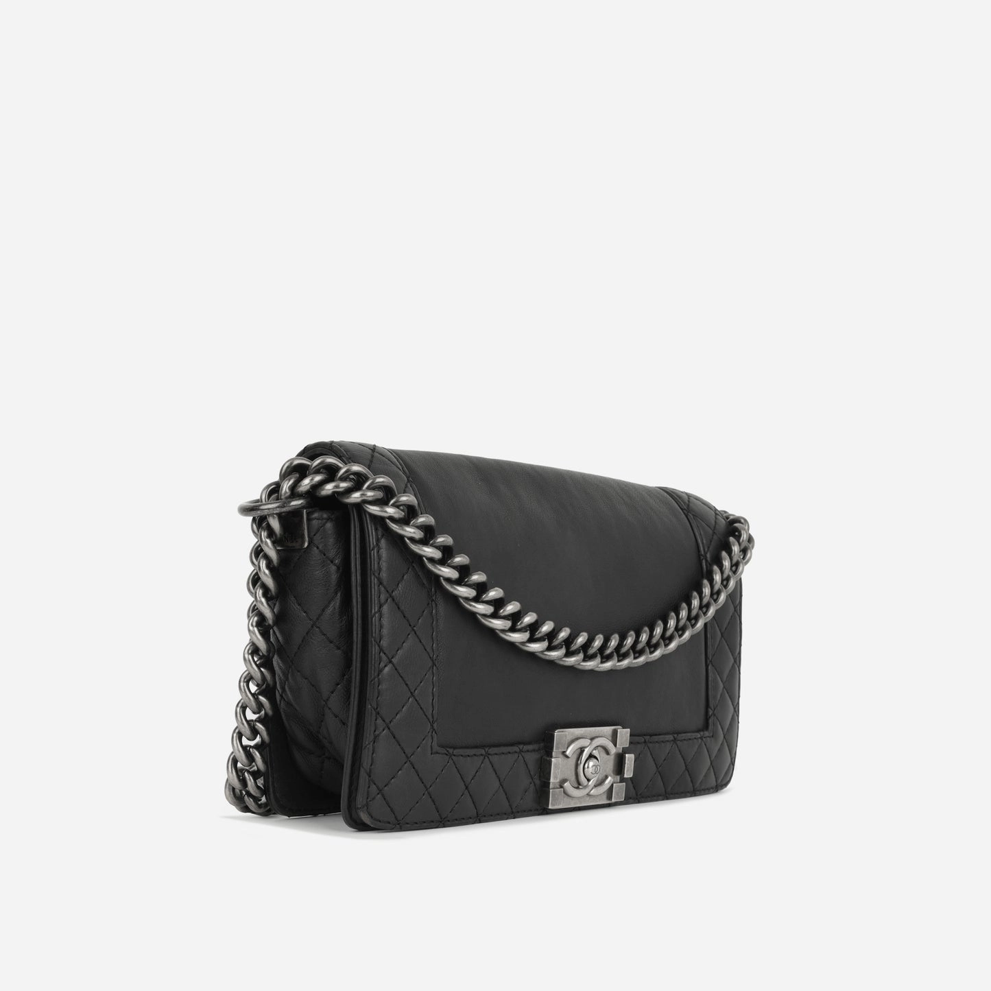 Chanel Chanel - Old Medium Boy Bag Reverso - Black Lambskin RHW - 2014- Pre-Loved