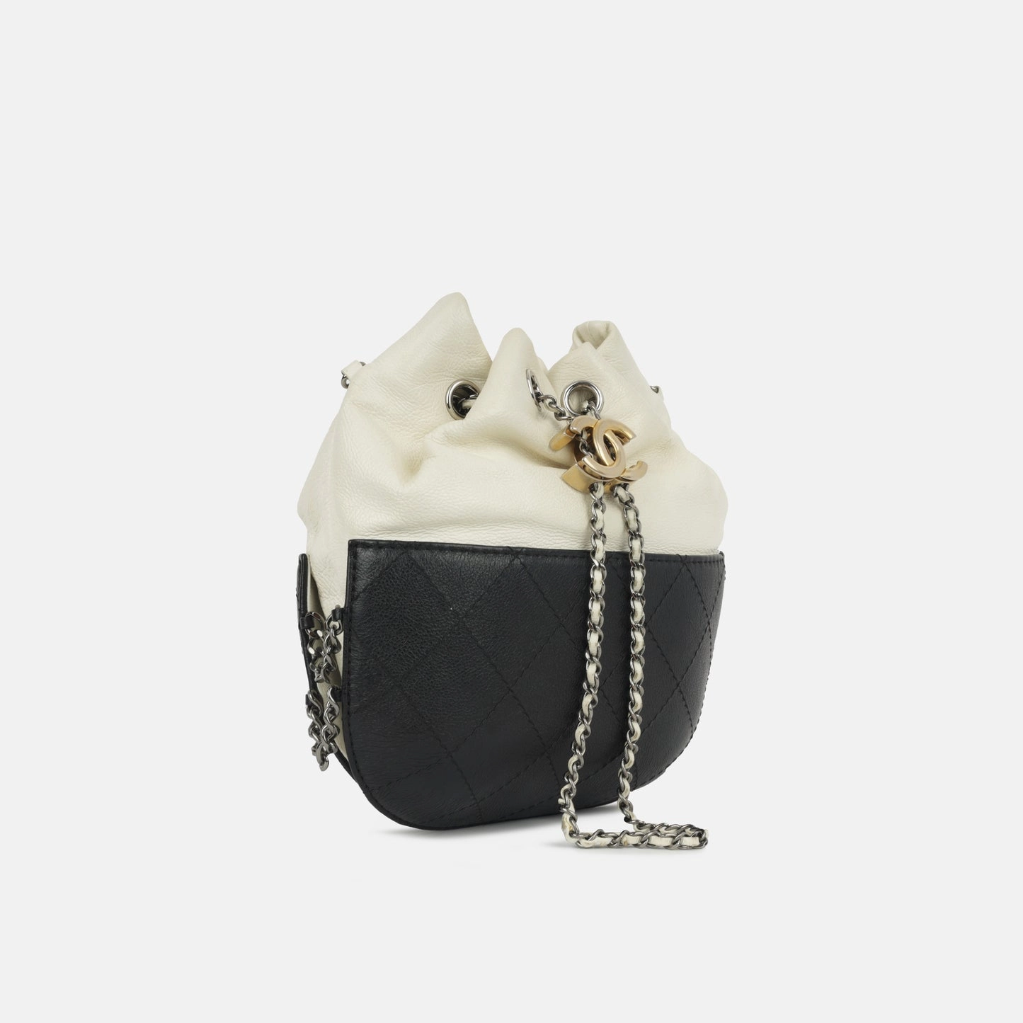Chanel Chanel - Small Gabrielle Bucket Bag- White/Black Calfskin MHW - 2018 - Pre Loved