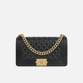 Chanel Chanel Old Medium Boy Bag - Black Lambskin GHW