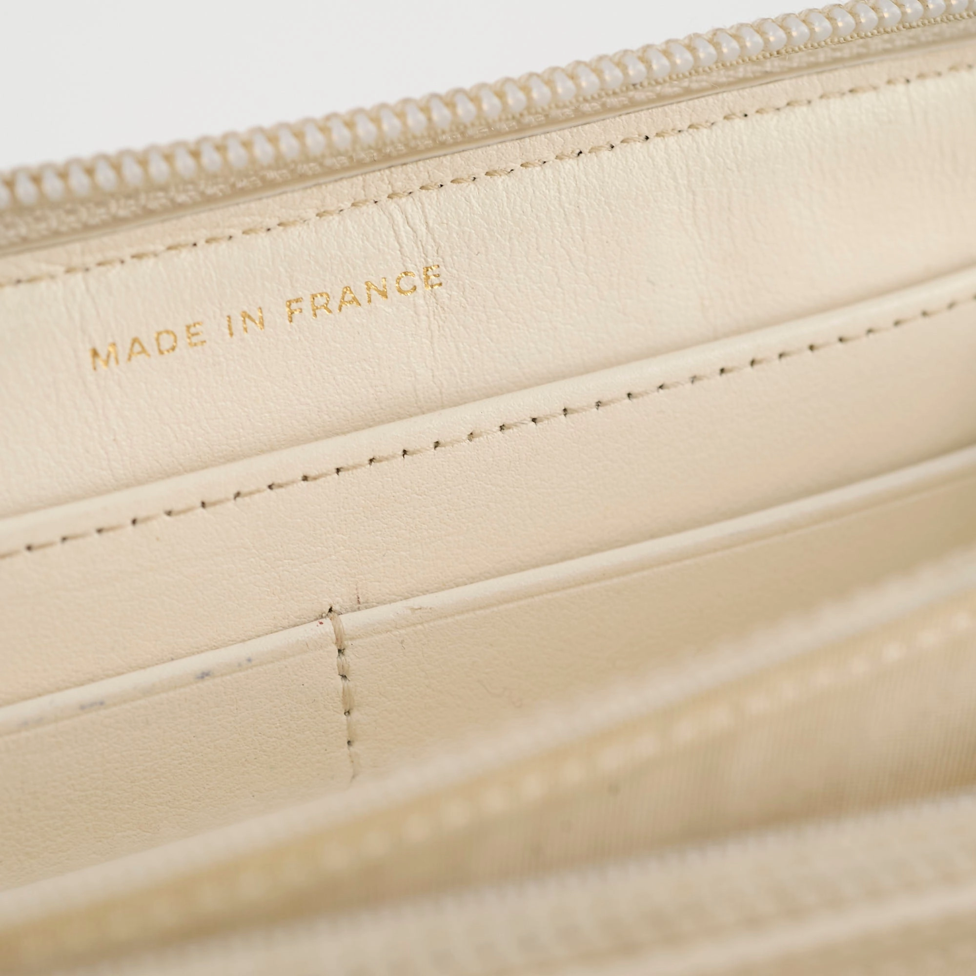 Chanel Chevron Boy Cream Long Wallet