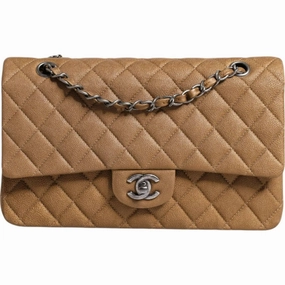 Chanel Dark Gold Medium Classic Double Flap Ruthenium Shoulder Women's Bag