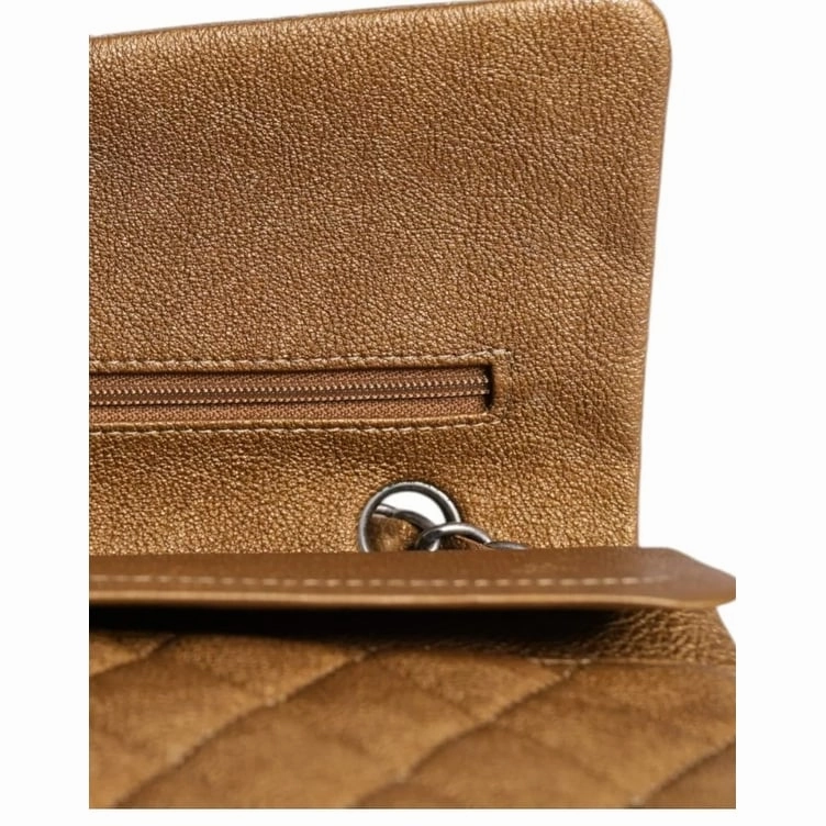 Chanel Dark Gold Medium Classic Double Flap Ruthenium Shoulder Women's Bag