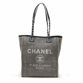 Chanel Deauville  Canvas Leather Shoulder Bag Tote Bag (Pre-Owned)