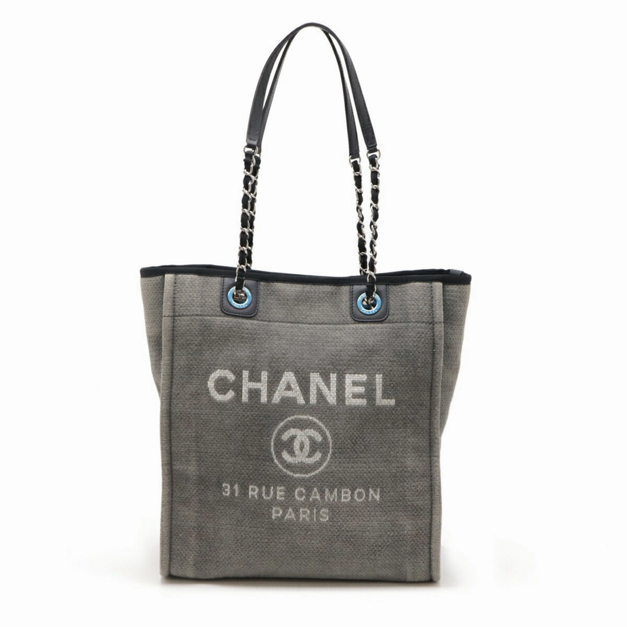 Chanel Deauville  Canvas Leather Shoulder Bag Tote Bag (Pre-Owned)