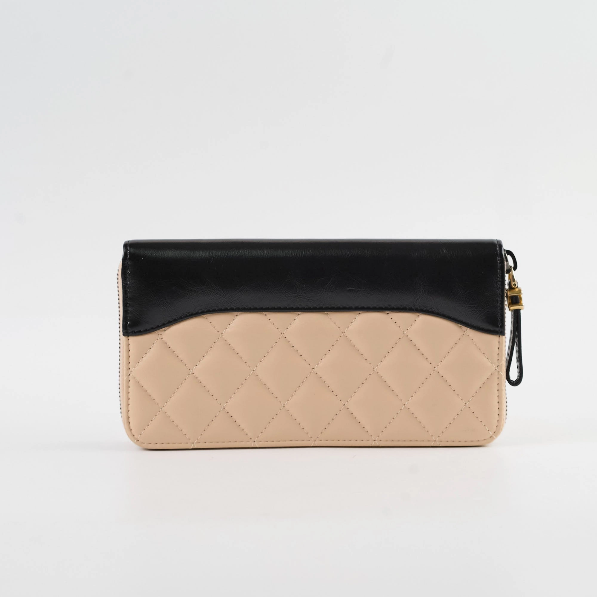 Chanel Gabrielle Zippy Wallet Beige/Black