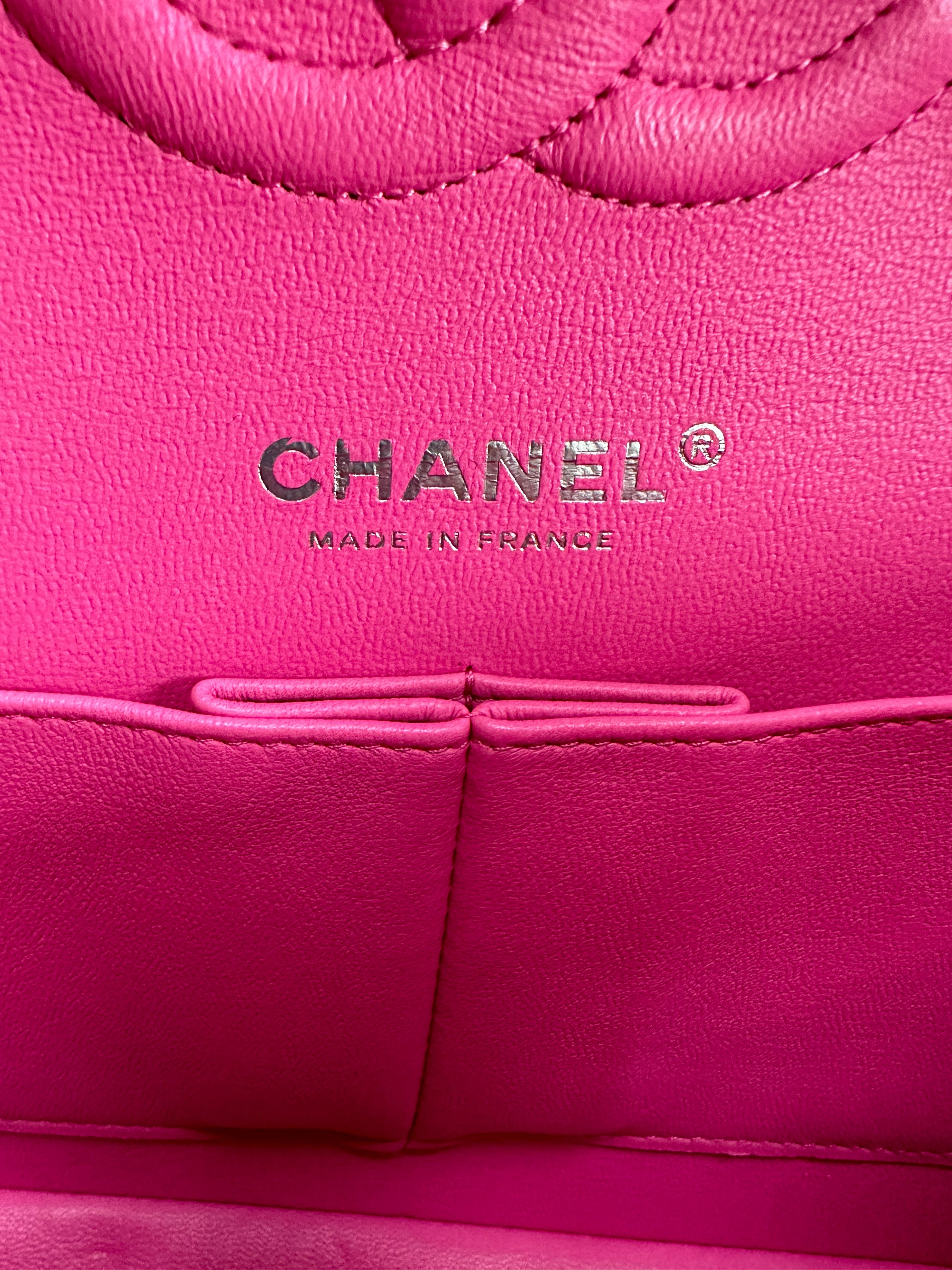 Chanel Hot Pink Lambskin Quilted Medium Double Flap Bag