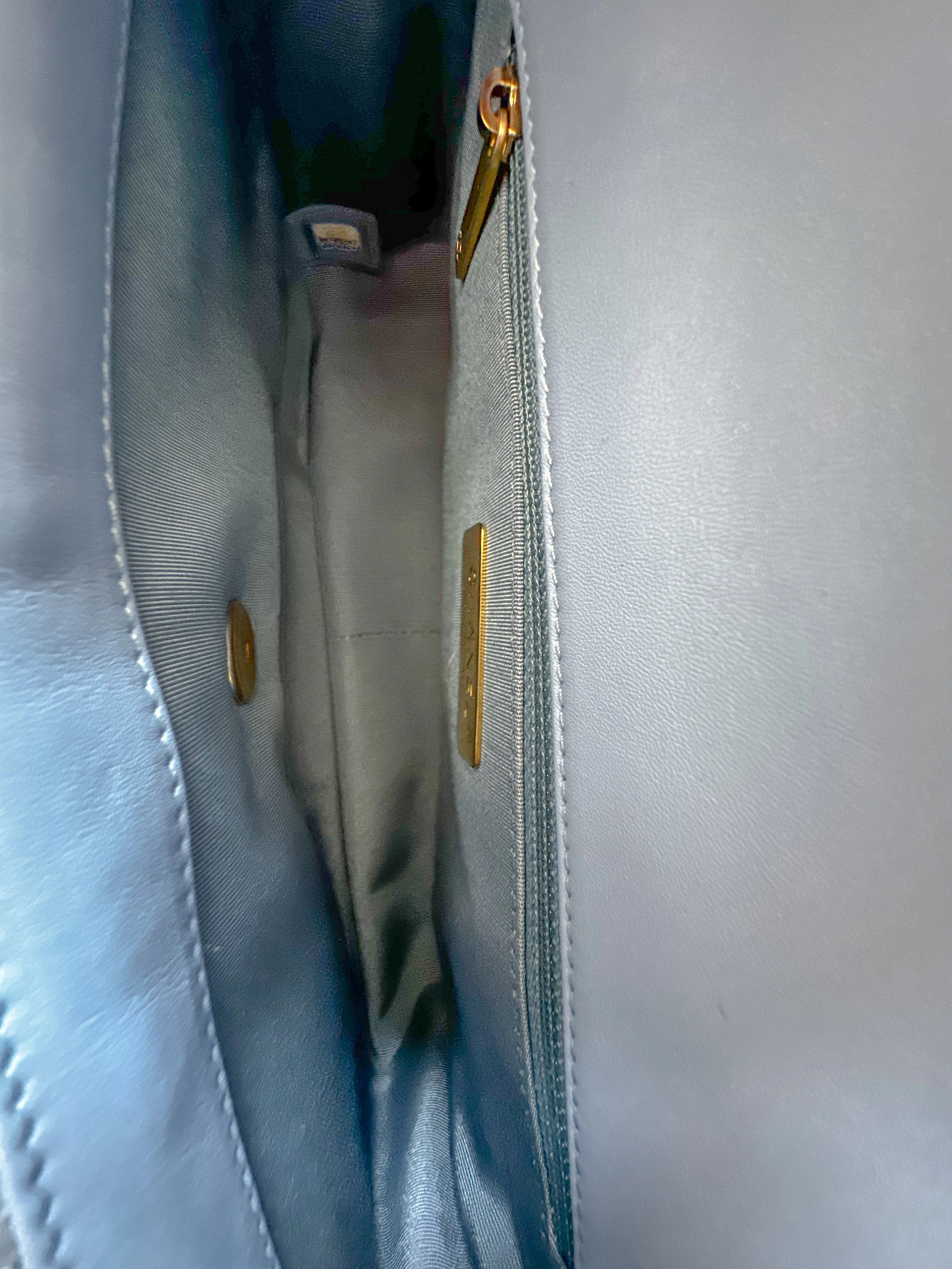 Chanel Light Blue Quilted Sequin Medium 19 Flap Bag