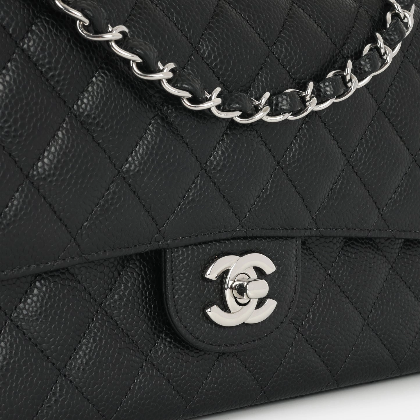 Chanel Medium Classic Flap Black Caviar SHW Plaque Series